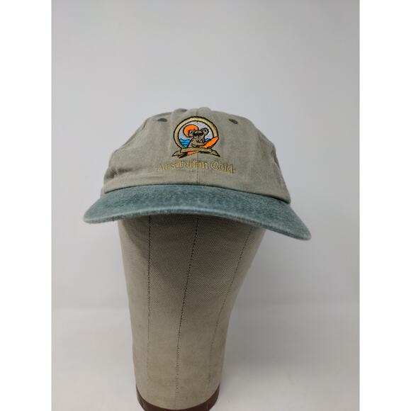 Australian Golf Strapback Hat Brown & Green Embroidered Koala Logo Spell Out - Picture 2 of 10